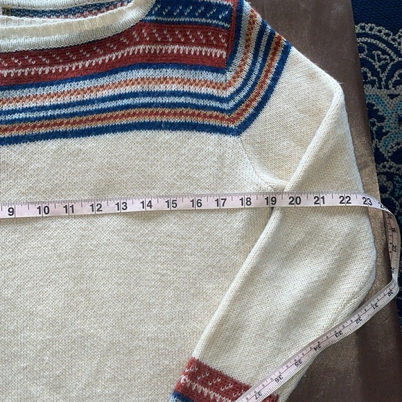 Ekklesia Fair Isle Tribal Aztec Multi Stripe Open Front Cardi Blue Orange Sz M/L - Picture 7 of 11